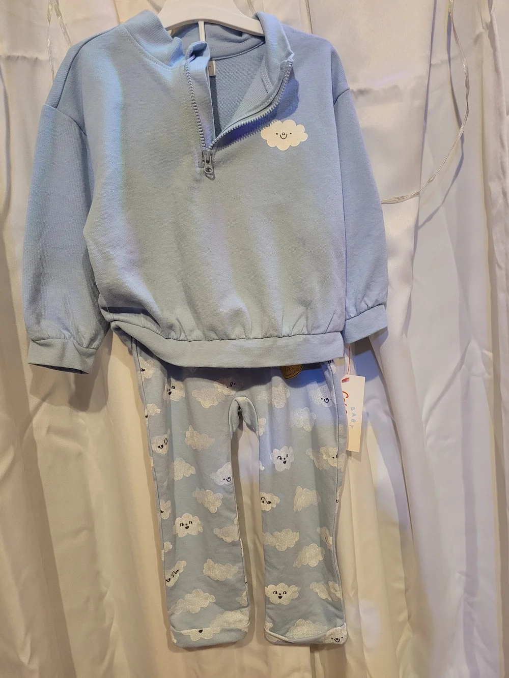 Cat & Jack Light Blue Cloud Hoodie and Leggings Set